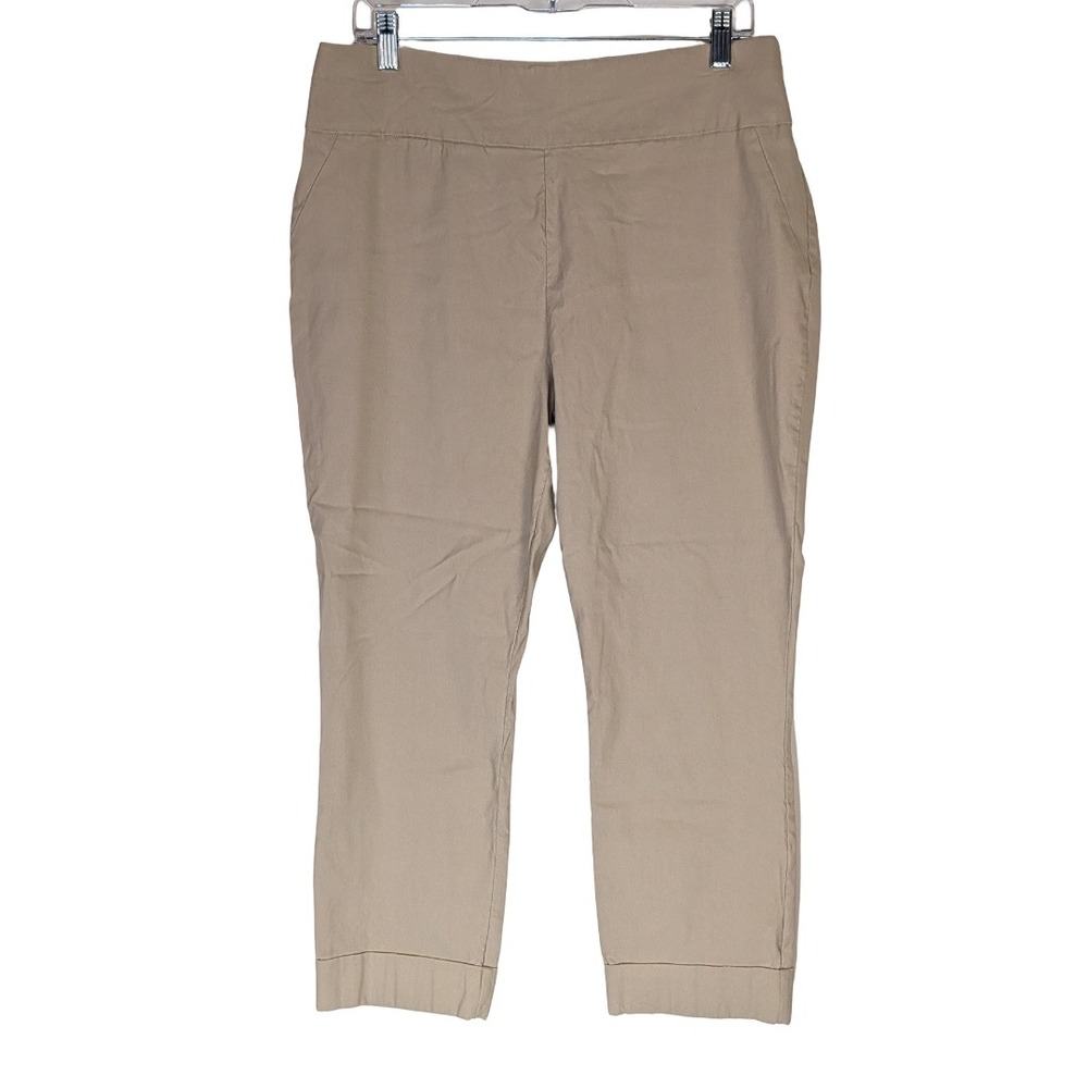 New York & Company Pull-On Pants Women XL Khaki Tan High Rise Stretch Cuffed Hem